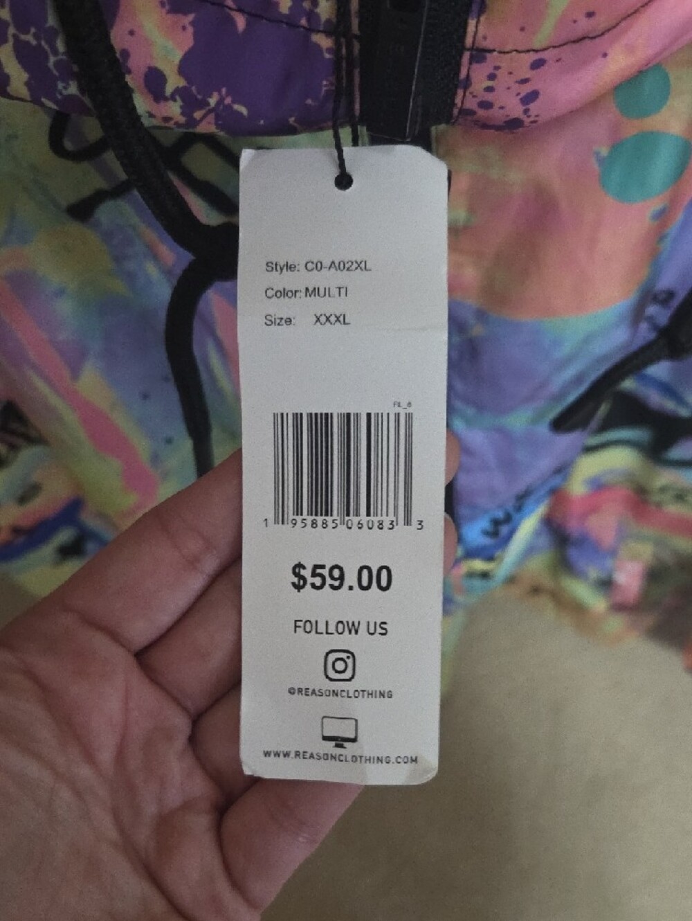 Reason Multicolor Abstract Print Hooded Anorak Jacket - Picture 2 of 6
